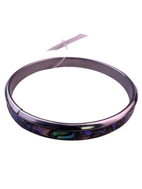 Balikbayan Womens Silver Tone Paua Shell Bangle Bracelet Handcrafte